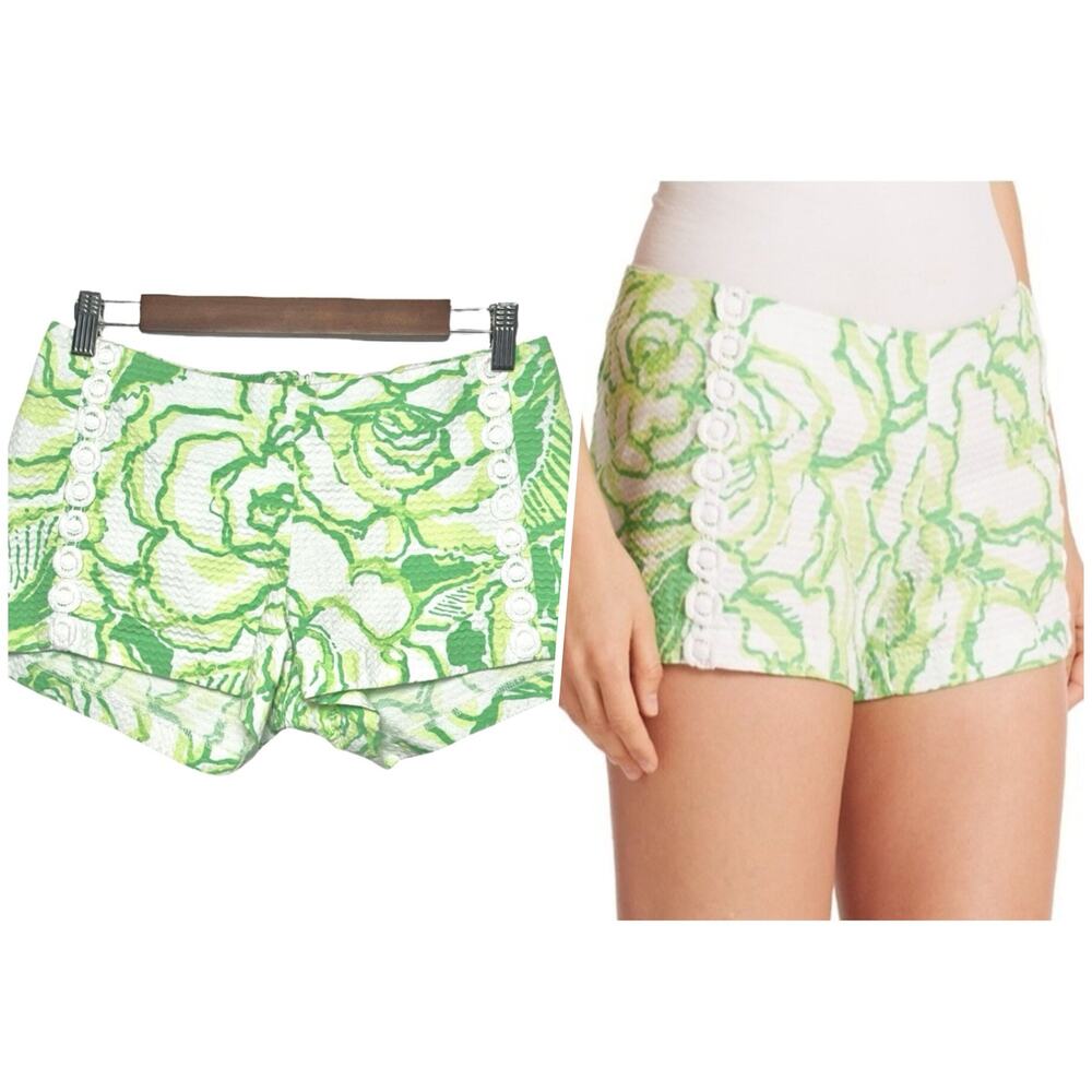 Lilly Pulitzer | Women | Liza Lime Green Floral Summer Resort Shorts | Size 2